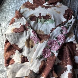 Civil Regime Cow Print Embroidered Hoodie M